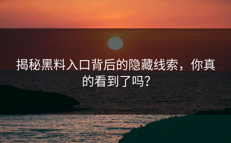 揭秘黑料入口背后的隐藏线索,你真的看到了吗? 揭秘黑料入口背后的隐藏线索,你真的看到了吗?