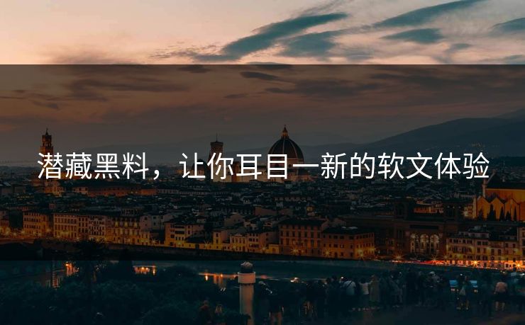 潜藏黑料，让你耳目一新的软文体验